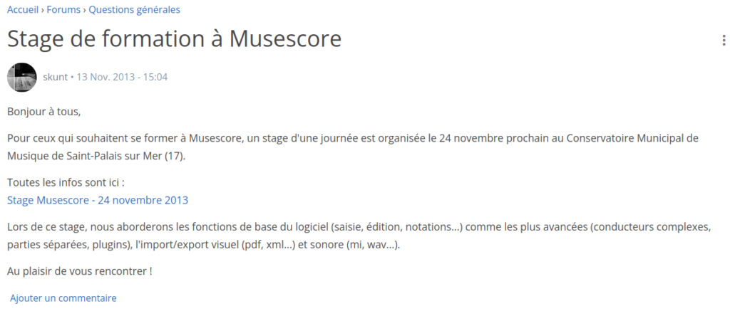 Visuel d'une annone de stage en 2013